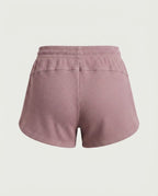 Ribbed knit shorts showing waffle rib texture and curved side hem